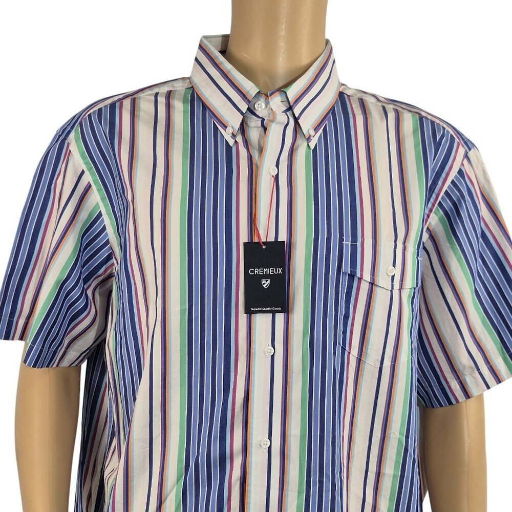 Cremieux Men's Shirt Size XXL Stripes Short Sleeve Button-Up Casual Cotton (56